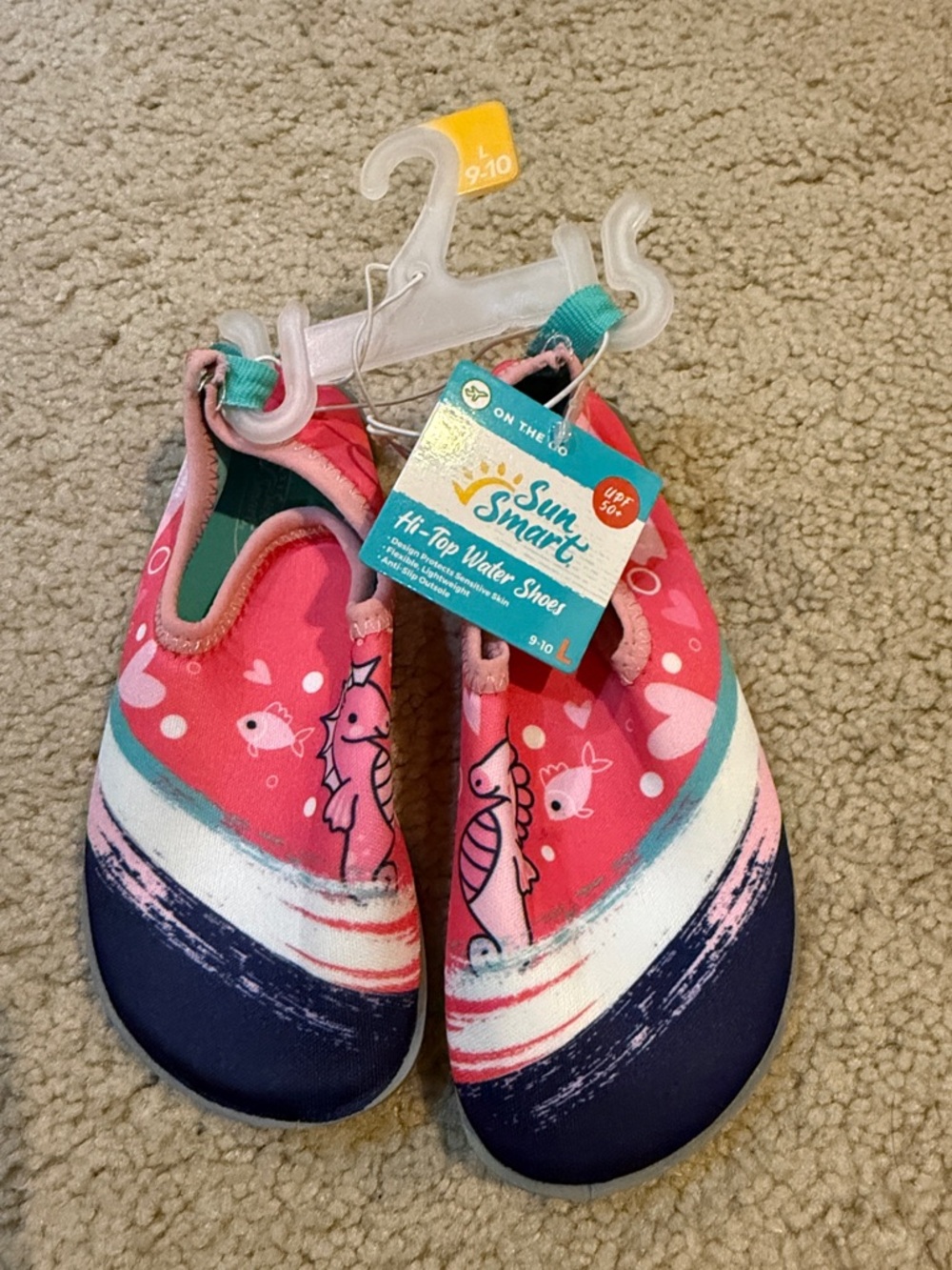 Kids' Pink Seahorse Water swim Shoes - Size 9-10